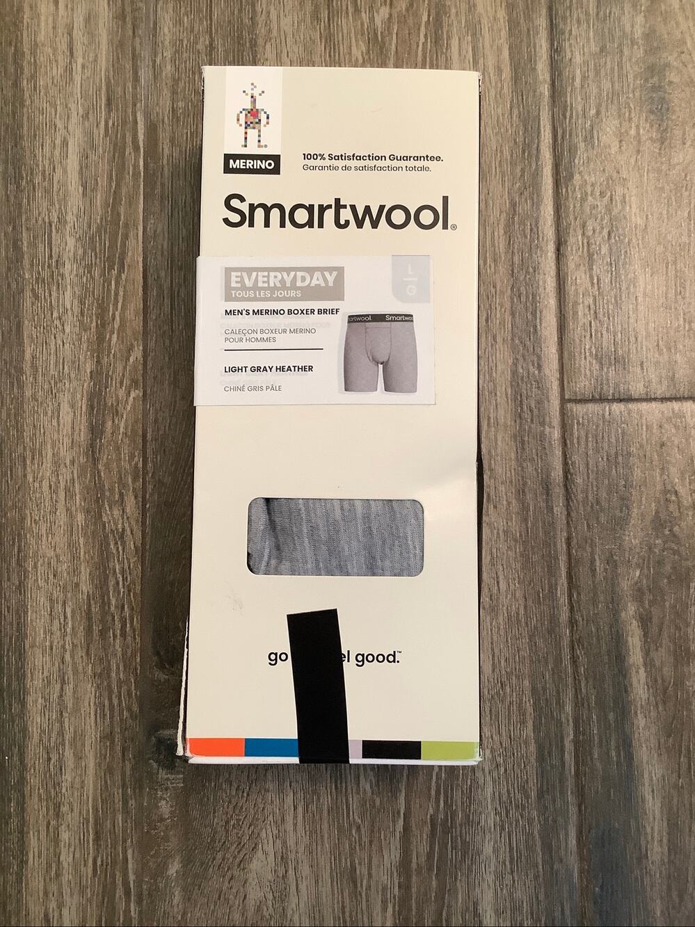 Smartwool Mens Large Light Gray Heather Everyday Merino Wool Boxer Briefs B22-12
